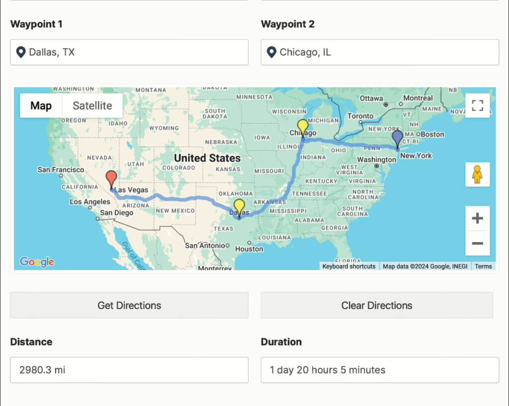 Directions Field - WPForms Geolocation