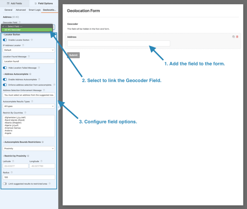 Setting up an Address Field with autocomplete suggestions
