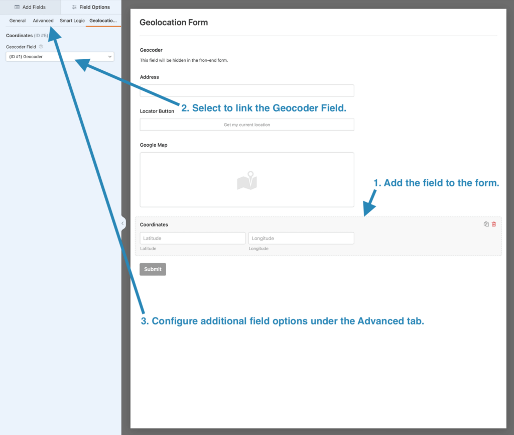 Latitude and longitude input setup in WPForms