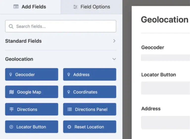 Geolocation field buttons