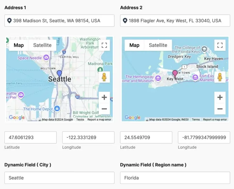 Multiple geolocation field groups